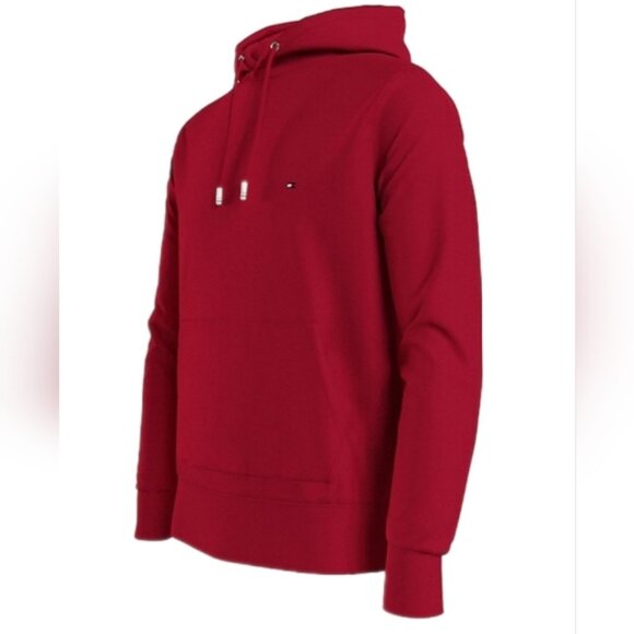 Tommy Hilfiger Red Hoodie Sweatshirt Pullover Fleece Hooded Mens Size Medium - Picture 1 of 13